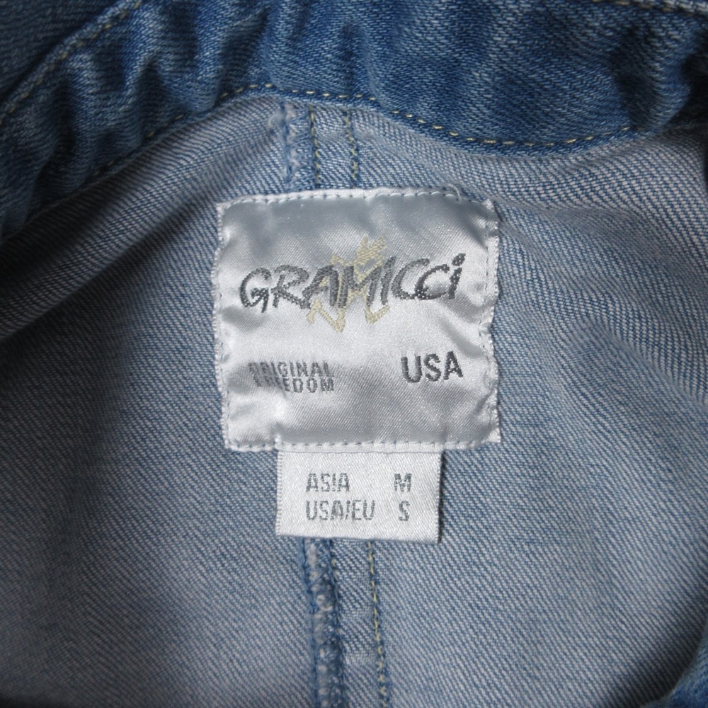 Gramicci Jacket Mens Small Blue Denim Chore Barn Pockets Utility Workwear Button - Picture 3 of 9
